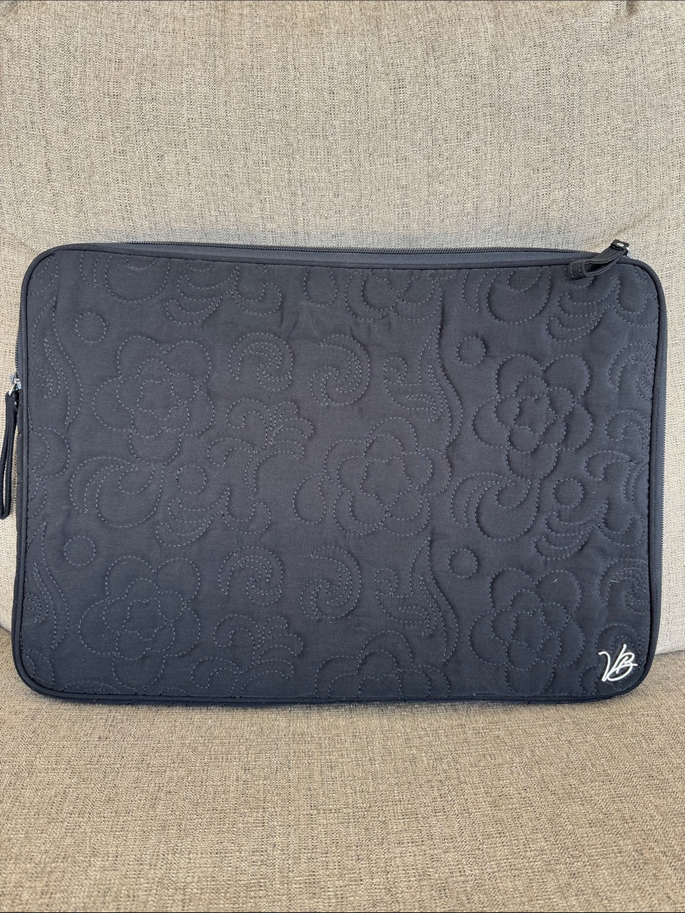 Vera Bradley Black Quilted Floral Laptop Sleeve